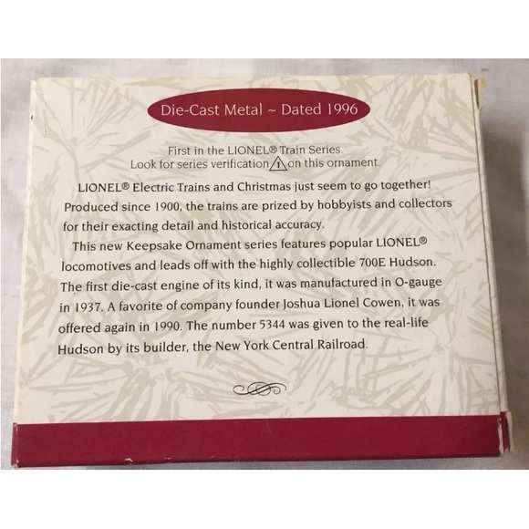 Hallmark 700E Hudson locomotive lionel train 1996 ornament - Picture 2 of 5